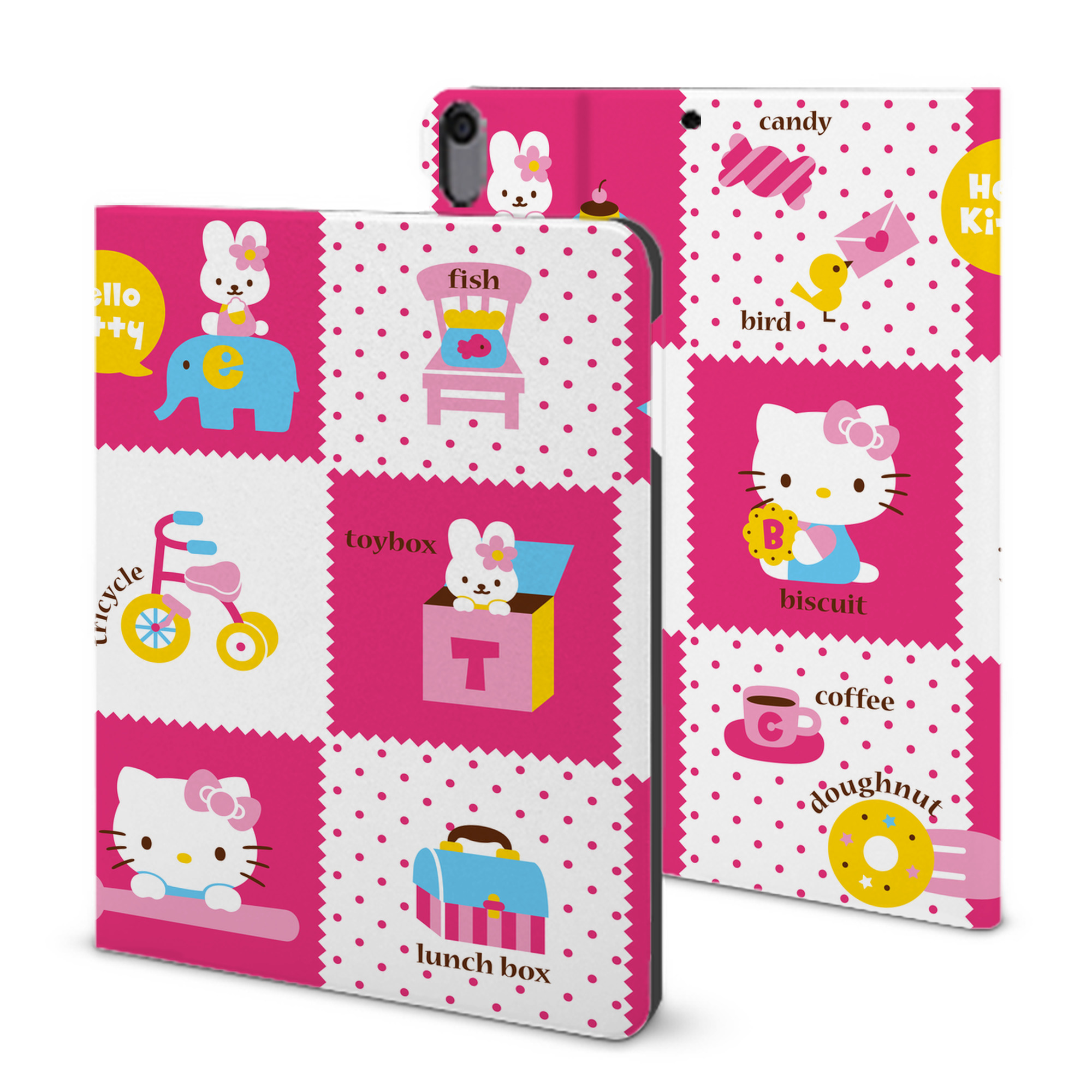 （画像用） Hello Kitty ハローキティ IPad ケース ブック型 PUレザー TPU 耐衝撃 軽量 薄型 ペン収納なし 全面保護 IPad 各モデル対応